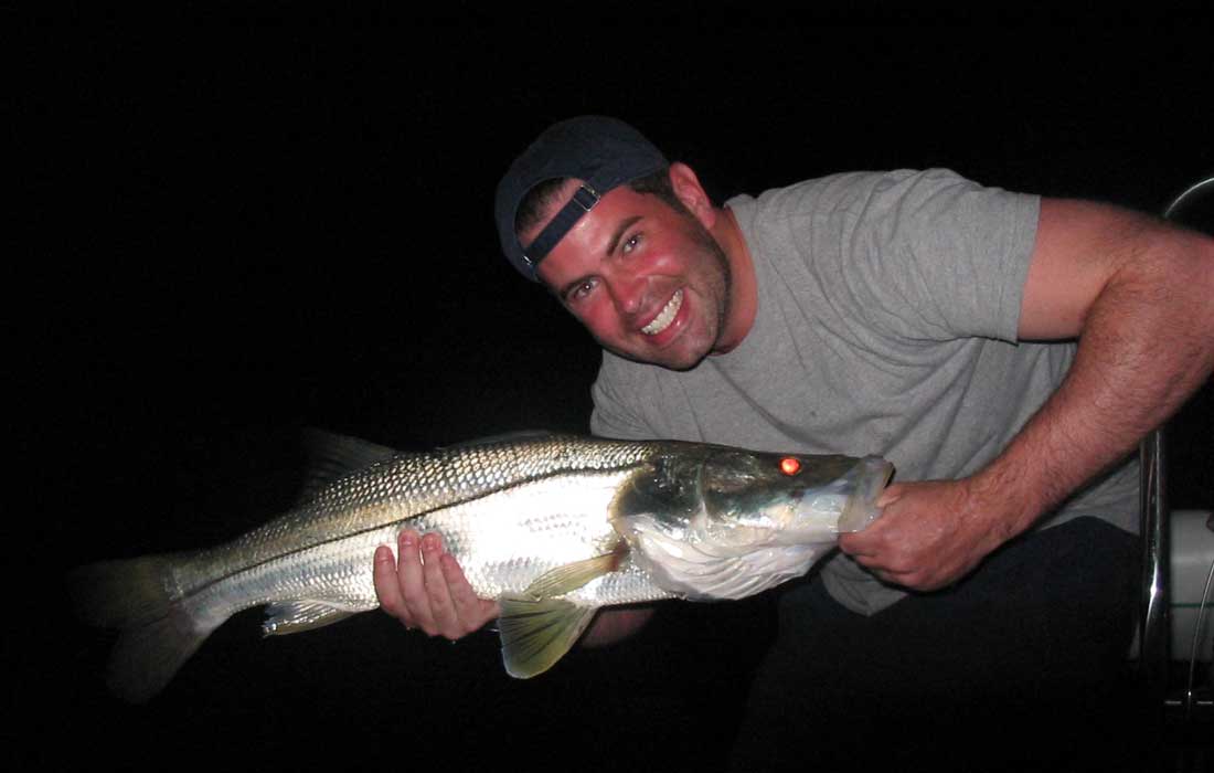 Great Big Snook caught snnok fishing at night in Ft Myers