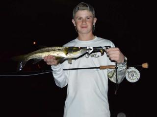 Night Fly Fishing For his first Snook In Fort Myers